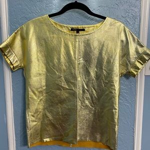 Maje gold leather tshirt top